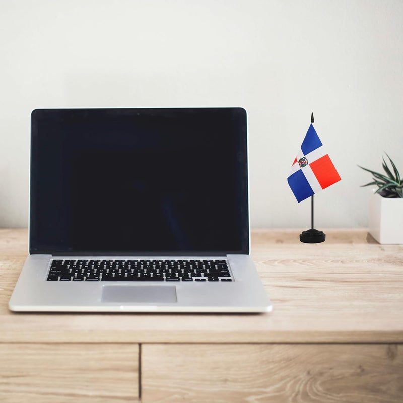 Yamiuo 2 Pack Dominica Desk Flag Set, Dominican Desktop Small Miniature Table Office Flag with 12" Black Pole and Black Base, Offices, Classroom, Home, Festival Decoration (Dominica) - Image 5